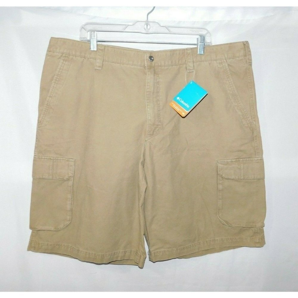 Columbia Omni Shade Sun Protection Tan Cargo Shorts Mens 40 New w Tag UPF 40
